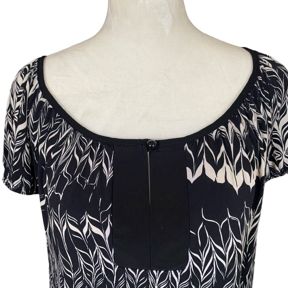 Perseption women's size petite large short sleeve black and cream patterned top - Picture 5 of 11